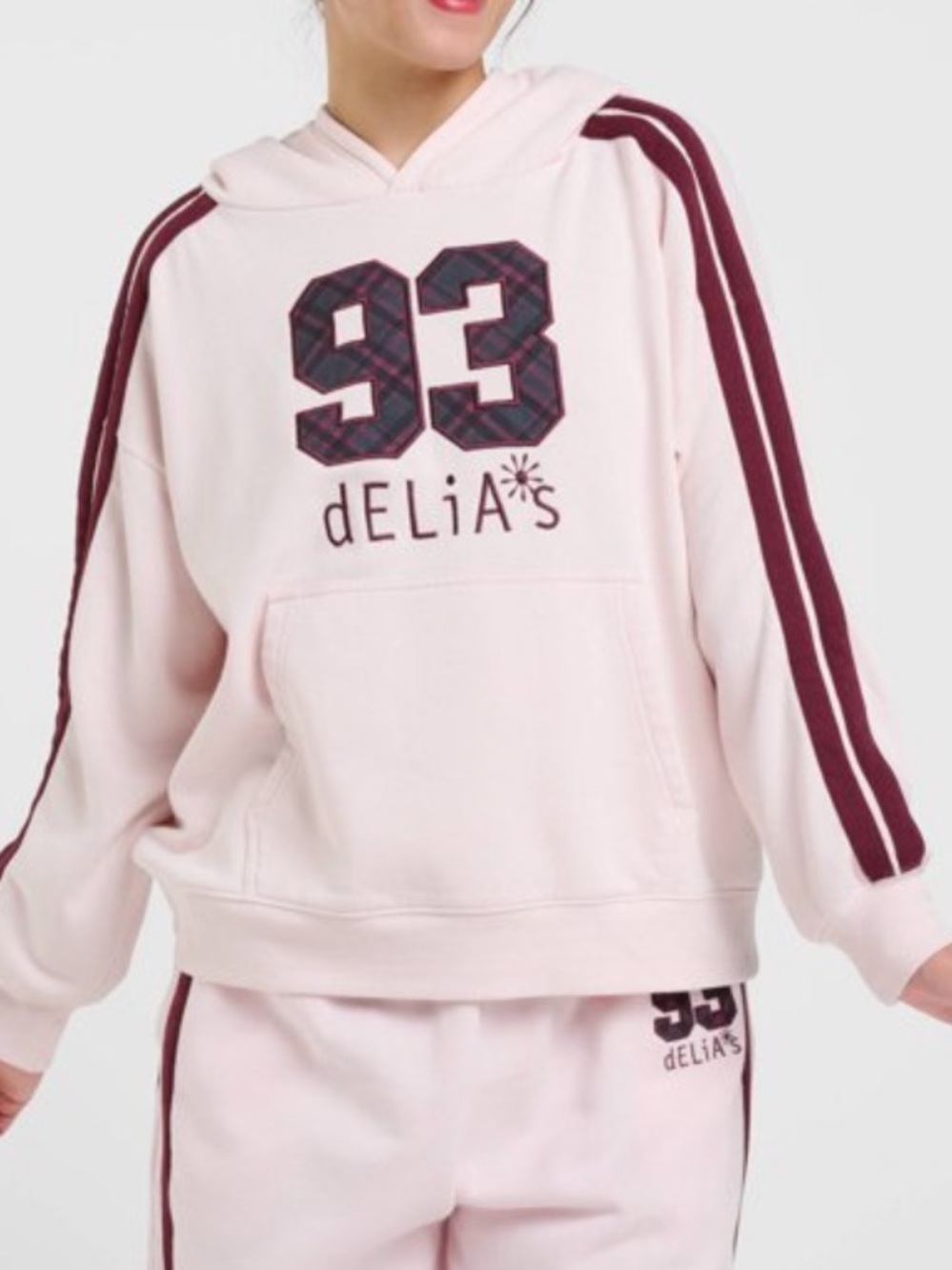Nwt Delias*s pink and maroon stripe hoodie size medium